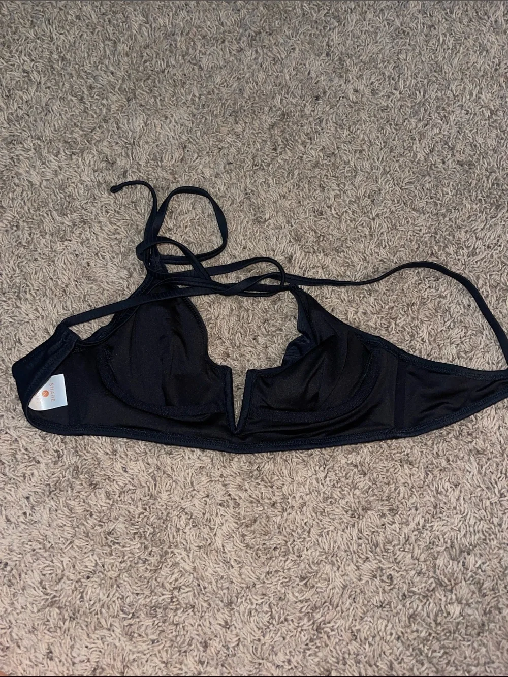 Black Ribbed Bikini Top - Picture 3 of 5